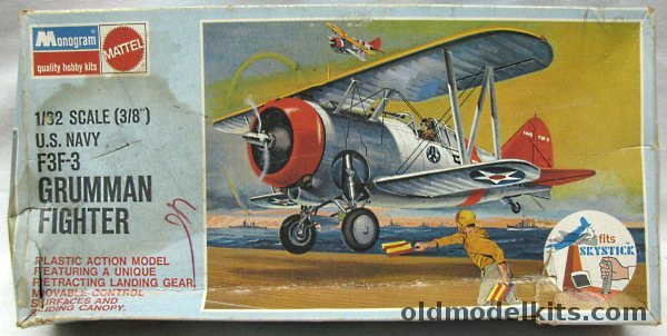 Monogram 1/32 F3F-3 Grumman Navy Fighter - (F3F3) Blue Box Issue, 6851 plastic model kit